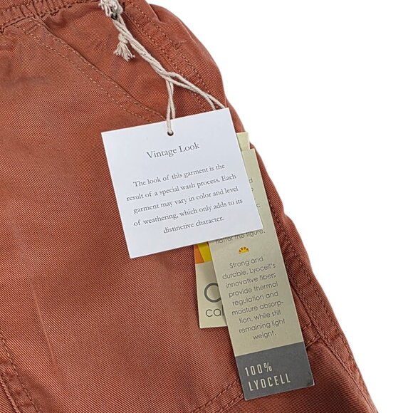 C&C California 100% Lyocell Pull On Shorts, Stretch Waist, Orange, Tie, Size M - Picture 5 of 7